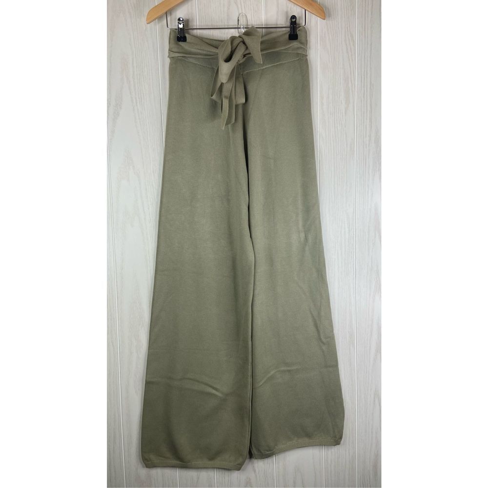 FORE Women's Green Belted No Pocket High Waist Wide Leg Sweater Pants Size L